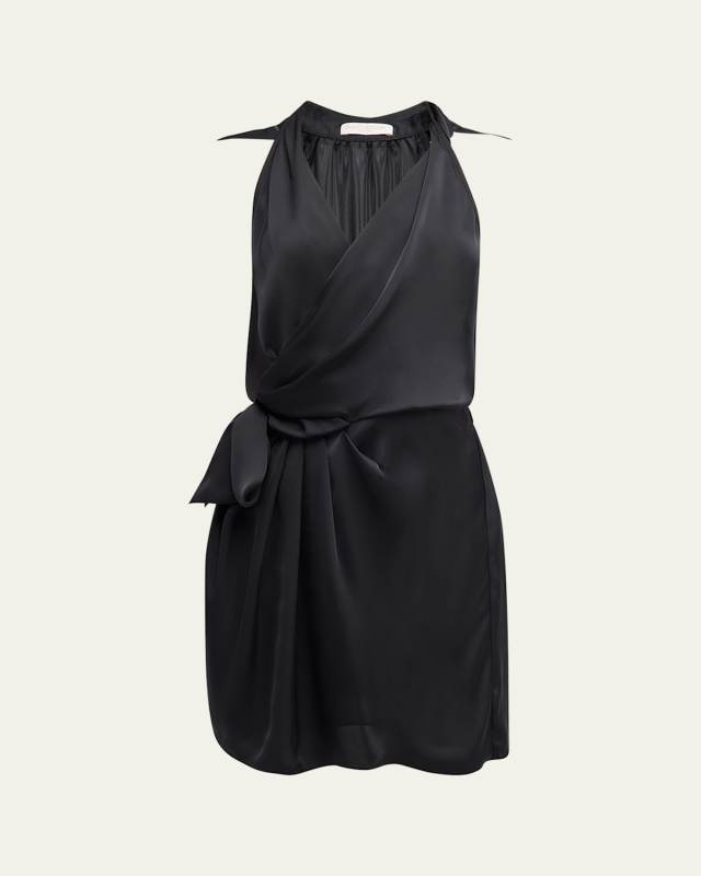 Nettie Satin Wrap Mini Dress